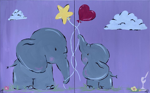 Mini & Me Balloon Love Set - two elephants with balloons