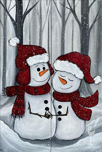 two snowman hugging